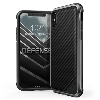 Чехол iPhone X Накладка X-Doria Defense Lux Black Carbon