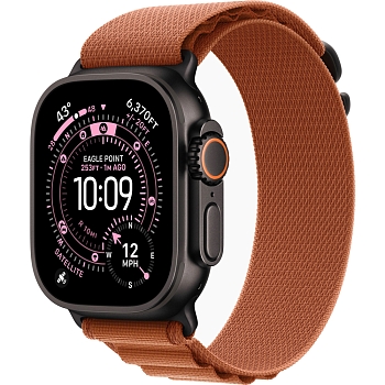 Apple Watch Ultra 3 (49mm) Чёрный титан, Alpine Loop, Оранжевый (без RuStore)