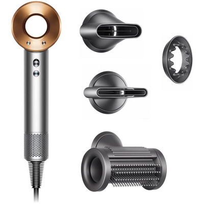 Фен Dyson Supersonic HD15, 4 насадки, Nickel / copper (Фен Dyson Supersonic HD15 Яркий никель/Насыщенная медь)
