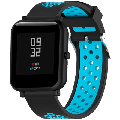 Браслет Sport Band для Amazfit Bip Силикон (Браслет для Amazfit Bip Силикон Черный/Голубой)