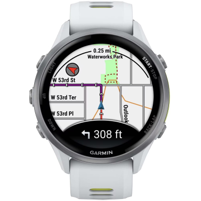 Garmin Forerunner 970, Белые, Бело-зеленый ремешок (Garmin Forerunner 970 Белые)