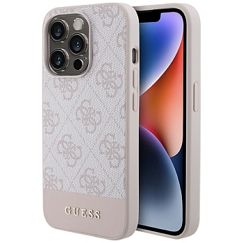 Чехол iPhone 13 Pro Max Накладка Кожзам Guess 4G Bottom stripe Metal logo Hard