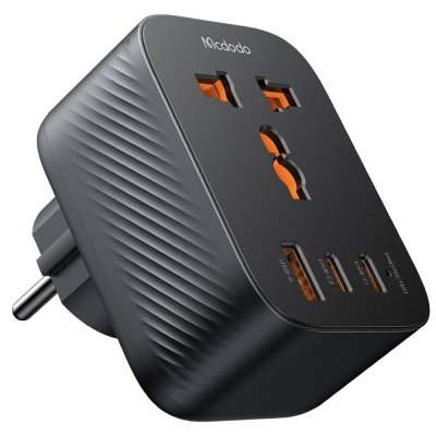 Универсальный Travel-адаптер Mcdodo CP-075, 20 ватт, 3 выхода: USB-A, USB-C (2шт), Евро вилка (ЗУ Универсальный Черный)