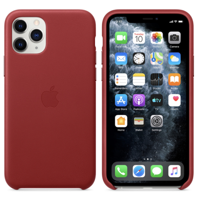 Чехол iPhone 11 Pro Max Накладка Leather Case (iPhone 11 Pro Max Накладка Красный)