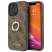Чехол iPhone 14 Pro Накладка Кожзам Guess 4G + Ring Hard (iPhone 14 Pro Накладка Guess Коричневый)