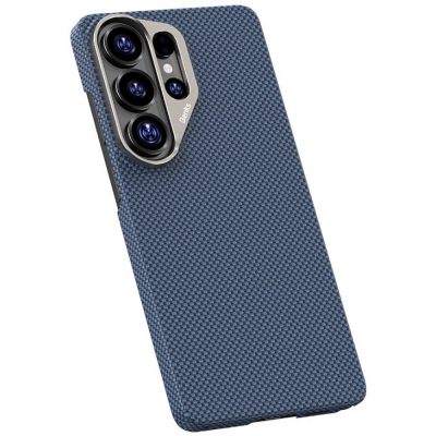 Кевларовый чехол Benks ArmorTint для Samsung S26 Ultra (MagSafe) (Накладка Черно-Синий Карбон)