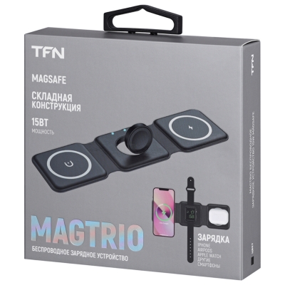 Беспроводное зарядное устройство TFN MagTrio 3 в 1 (с функцией MagSafe) (Зарядное устройство 3 в 1 TFN Черный)