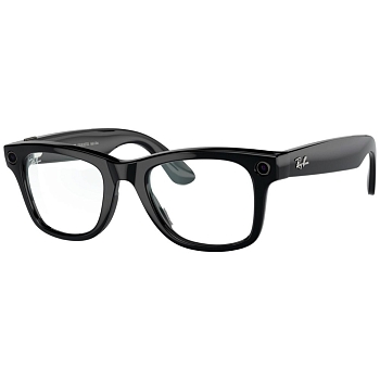 Умные очки Ray-Ban Wayfarer, черная глянцевая оправа, Прозрачные линзы, M