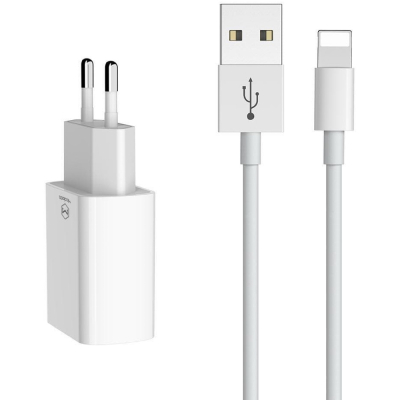 Сетевое ЗУ Mcdodo CH-672, 12 ватт, 2 выхода: USB-A + Кабель USB-A → Lightning, длина 1 м (Сетевое ЗУ + кабель Mcdodo Белый)