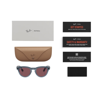 Умные очки Ray-Ban Headliner, синяя оправа, Поляризационные: Красные линзы (Очки Ray-Ban Синий)