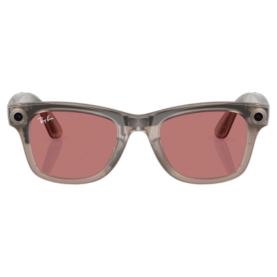 Умные очки Ray-Ban Wayfarer, каменная оправа, Фотохром: Прозрачные - Арбузно‑Красные, M (Очки Ray-Ban Серый)