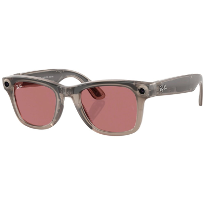 Умные очки Ray-Ban Wayfarer, каменная оправа, Фотохром: Прозрачные - Арбузно‑Красные, M (Очки Ray-Ban Серый)