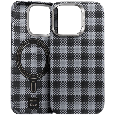 Кевларовый чехол Benks ArmorVichy (MCF) для iPhone 15 Pro (MagSafe) (Накладка Чёрно-Серый карбон)