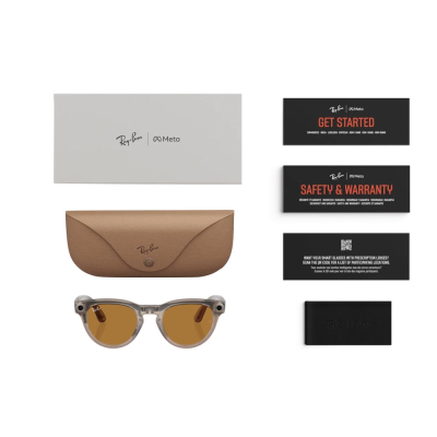 Умные очки Ray-Ban Headliner, каменная оправа, Фотохром: Прозрачные - Шафраново‑жёлтые (Очки Ray-Ban Серый)