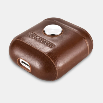 Чехол кожаный для наушников Apple AirPods iCarer (спиннер) (AirPods iCarer Коричневый)