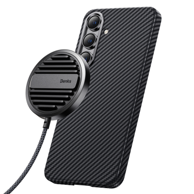 Кевларовый чехол Benks ArmorAir для Samsung S24 (MagSafe) (Накладка Черный Карбон)