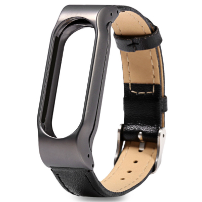 Браслет для фитнес трекера Xiaomi Mi Band 2 Кожзам (Ремешок Mi Band 2 Кожзам Черный)