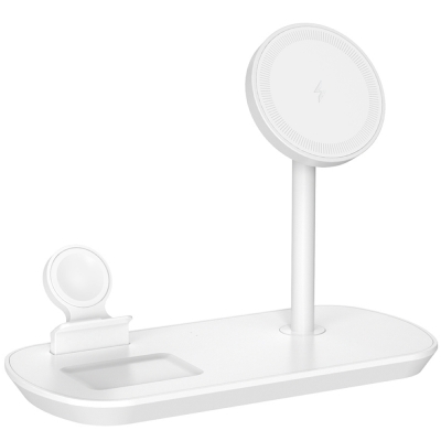 Беспроводное зарядное устройство 3 в 1 Deppa MagSafe iPhone, Apple Watch, Airpods 22,5W (Беспроводное зарядное устройство Deppa Белый)