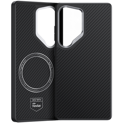 Кевларовый чехол Benks ArmorPro для Samsung S25 Ultra (MagSafe) (Накладка Черный Карбон)