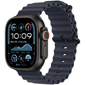Apple Watch Ultra 2 2024 (49mm) Черный титан, Ocean Loop, Темно-синий 