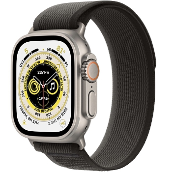 Apple Watch Ultra (49mm) Корпус из Титана, браслет Trail Loop Черно-Серый