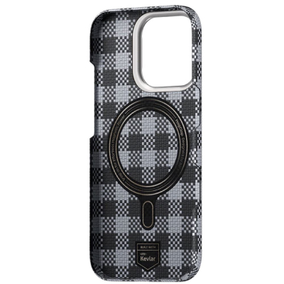 Кевларовый чехол Benks ArmorVichy (MCF) для iPhone 15 Pro (MagSafe) (Накладка Чёрно-Серый карбон)