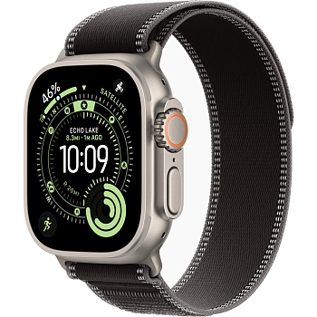 Apple Watch Ultra 3 (49mm) Натуральный титан, Trail Loop, Чёрный (без RuStore)