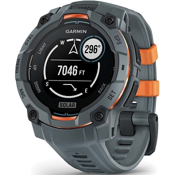 Часы Garmin Instinct 3 45mm Solar Темно-Серый корпус, Темно-Серый силиконовый ремешок