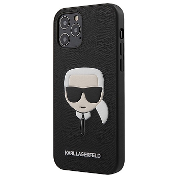 Чехол iPhone 12, 12 Pro Накладка Пластик Karl Lagerfeld Saffiano Head Hard