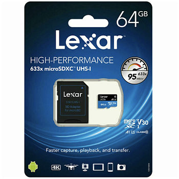Флеш карта Micro SDXC Lexar High-Performance 64 Gb