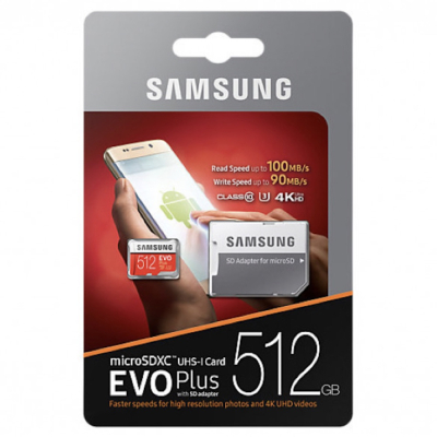 Флешка Samsung EVO Plus, Micro SDXC, 512 Gb (Флешка Samsung 512 Gb)