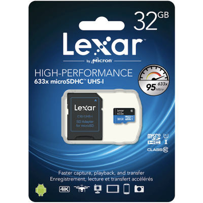 Флешка Lexar High-Performance, Micro SDHC, 32 Gb (Флешка Lexar 32 Gb)