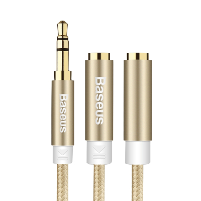 Аудио кабель Baseus AUX Fluency Series 2 в 1 (Кабель Baseus Gold)
