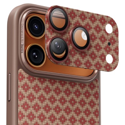 Защитное стекло Benks ArmorWarrior на камеру для iPhone 17 Pro (Защитное стекло ArmorGrid Оранжевый Карбон)