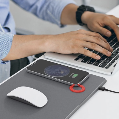 Коврик для мыши Ji Jiang с беспроводной зарядкой смартфона (Коврик для мыши Xiaomi JI JIANG Темно-Синий)