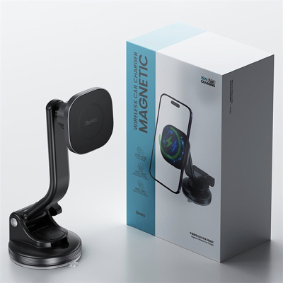 Автодержатель Benks CZ02 Pro, на присоске, 15 ватт, MagSafe (Автодержатель Benks Черный)