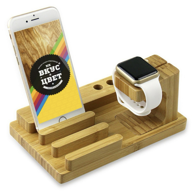 Dock Станция Seenda бамбуковая для Apple Watch и iPhone (Dock Станция Seenda для Apple Watch и iPhone Дерево)