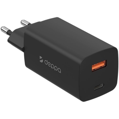 Сетевое ЗУ Deppa 11434 - 11435, GaN 65 ватт, 2 выхода: USB-A, USB-C