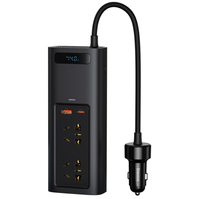 Автомобильный инвертор Baseus Power Inverter 2 розетки+USB-A+USB-C 150 ватт (Автомобильный инвертор Baseus Black)