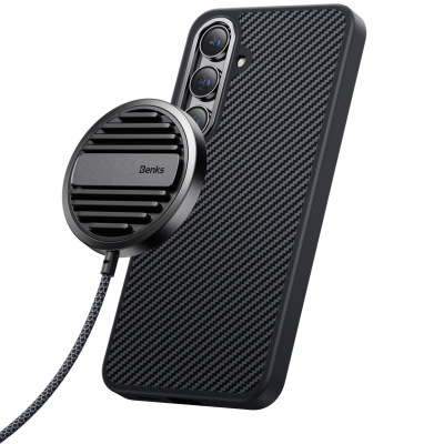 Кевларовый чехол Benks ArmorPro для Samsung S24 (MagSafe) (Накладка Черный Карбон)