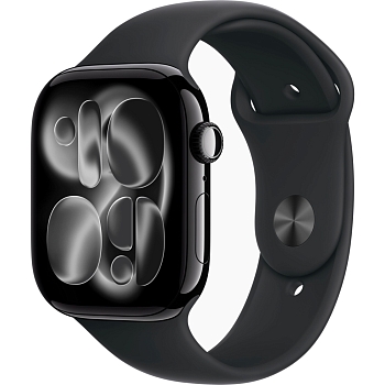 Apple Watch Series 11 (46mm) Алюминиевый корпус, Черный глянец, Sport Band