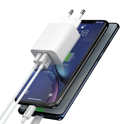 Сетевое ЗУ Mcdodo CH-672, 12 ватт, 2 выхода: USB-A + Кабель USB-A → USB-C, длина 1 м (Сетевое ЗУ + кабель Mcdodo Белый)