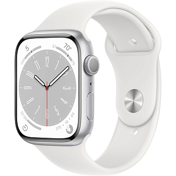 Apple Watch Sport 8 (45mm) Серебристый, Белый