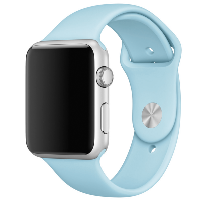 Браслет силиконовый Sport Band для Apple Watch 42, 44, 45mm (Браслет Apple Watch Светло-голубой)