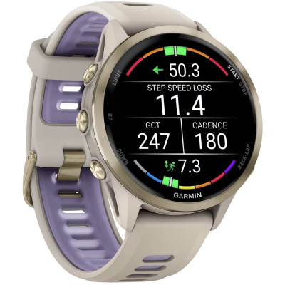 Garmin Forerunner 970, Золотистые, Ремешок индиго (Garmin Forerunner 970 Золотистые)