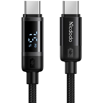 Кабель Mcdodo Dispaly Battery Level USB-C - USB-C, 60 ватт, 1.2 метра (Плетеный)