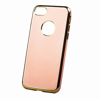 Чехол iPhone 7 Накладка Силикон Глянцевый с золотым ободком NVC