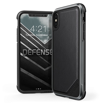 Чехол iPhone X Накладка X-Doria Defense Lux Black Leather