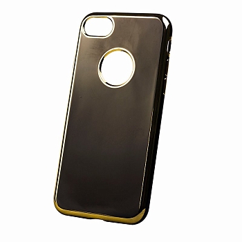 Чехол iPhone 7 Plus Накладка Силикон Глянцевый с золотым ободком NVC