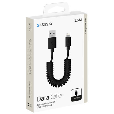 Кабель Deppa USB-C → Lightning, длина 1.5 м (Кабель Deppa Черный)